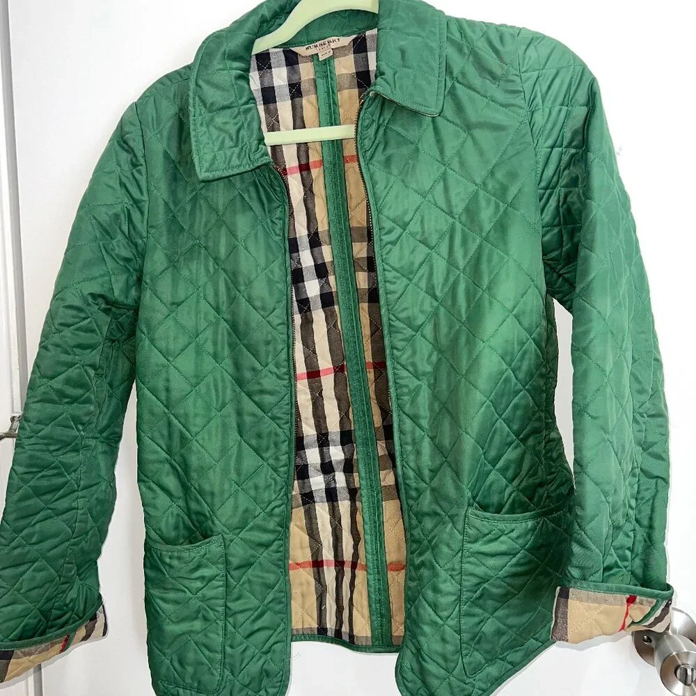 SOLD ! Vintage Burberry Quilted Down Jacket – Olive Green - Picture 1 of 6